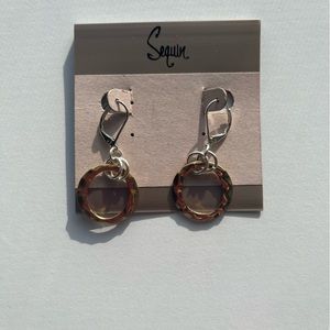 Vintage Sequin Mixed Metal Dangle Statement Hoop Earrings